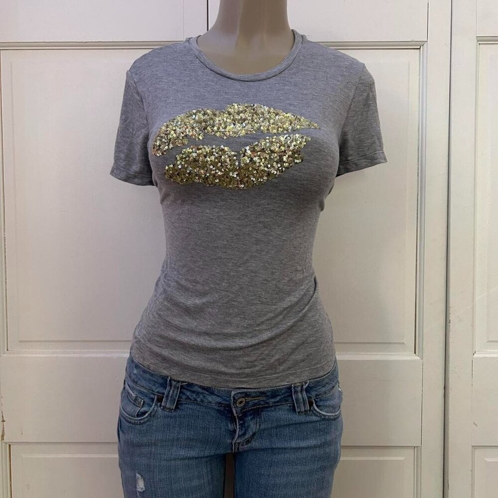 Mcbling Sequin Lips T-Shirt